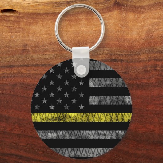 Dispatcher Thin Yellow Line Flag Sleutelhanger (Voorkant)