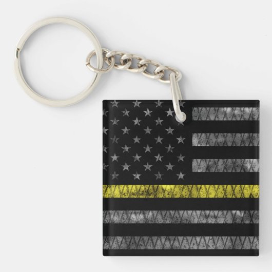 Dispatcher Thin Yellow Line Flag Sleutelhanger (voorkant)