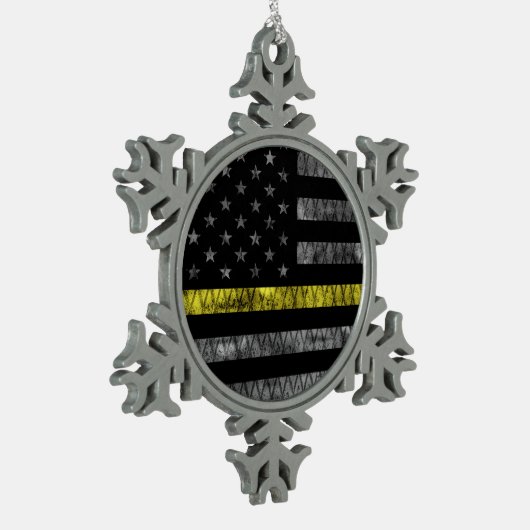 Dispatcher Thin Yellow Line Flag Tin Sneeuwvlok Ornament (Links)