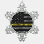Dispatcher Thin Yellow Line Flag Tin Sneeuwvlok Ornament (Voorkant)