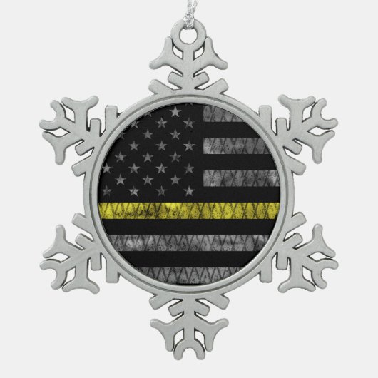 Dispatcher Thin Yellow Line Flag Tin Sneeuwvlok Ornament (Voorkant)
