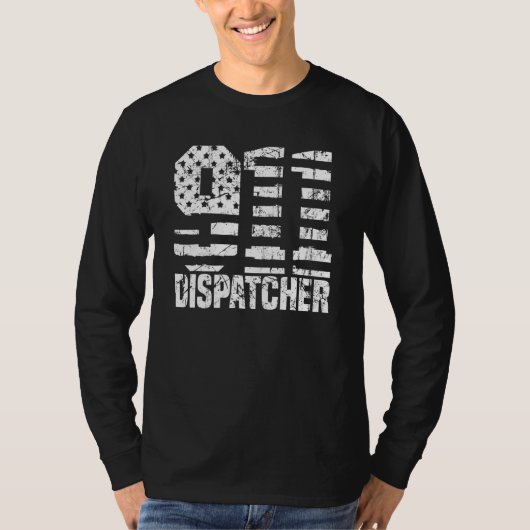 Dispatcher Us Flag - Thin Gold Line Police 911 Dis T-shirt (Voorkant)
