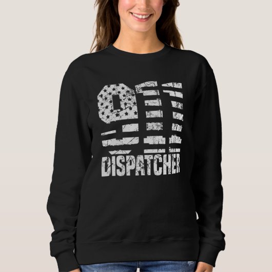 Dispatcher Us Flag - Thin Gold Line Police 911 Dis Trui (Voorkant)