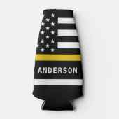 Dispatcher Vlag op maat 911 Thin Gold Line Flesjeskoeler (Voorkant)