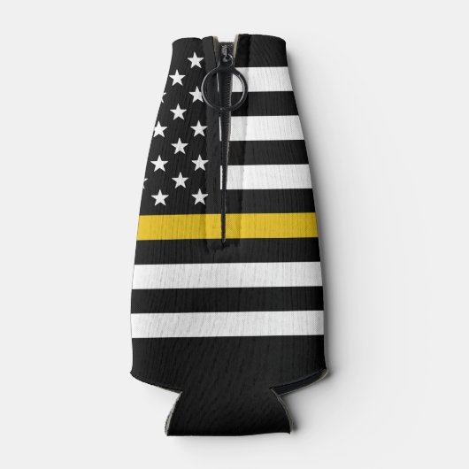 Dispatcher Vlag op maat 911 Thin Gold Line Flesjeskoeler (Achterkant)