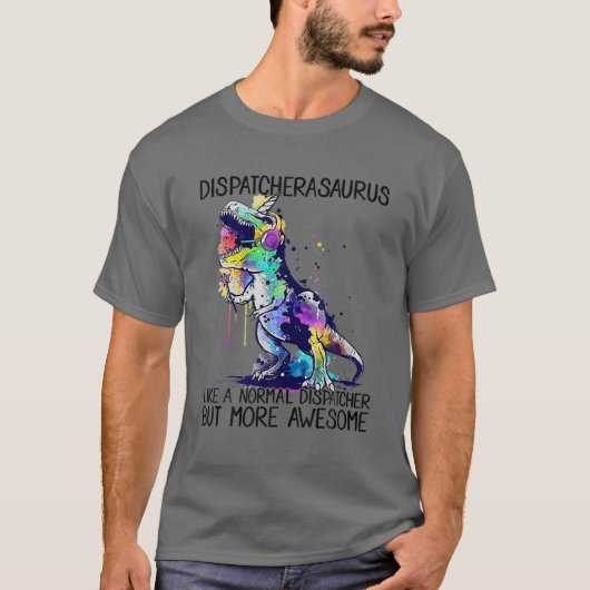 Dispatcherasaurus als een normale 911-verzender LI T-shirt (Voorkant)