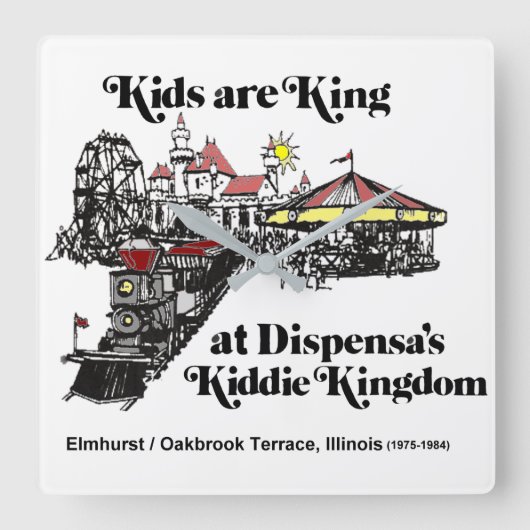 Dispensa's Kiddie Kingdom Pretpark, Oakbrook Vierkante Klok (Voorkant)