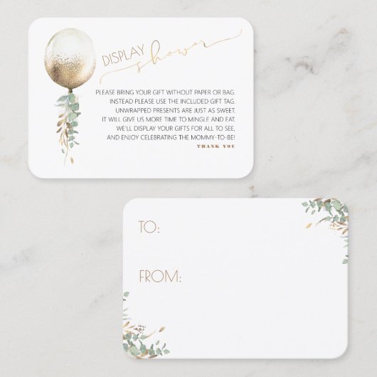 Display Baby shower - Gouden ballon groen Garland Visitekaartje (Voorkant / Achterkant)