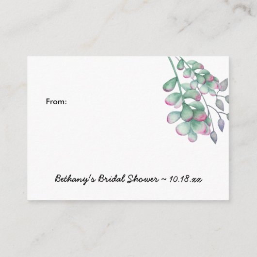 Display Douche Gedicht Gift Label Rustieke Succule Informatiekaartje (Achterkant)