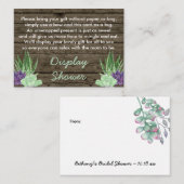 Display Douche Gedicht Gift Label Rustieke Succule Informatiekaartje (Voorkant / Achterkant)