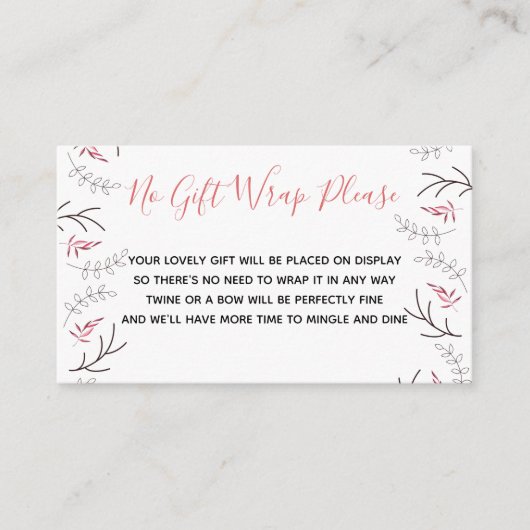 Display Douche Geen Gift Wrap Gedicht Houtland Her Informatiekaartje (Voorkant)