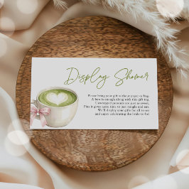 Display Douche Groen Matcha Latte Bruiloft Informatiekaartje
