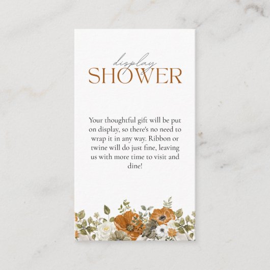 Display Douche Herfst in Love Vrijgezellenfeest Informatiekaartje (Voorkant)