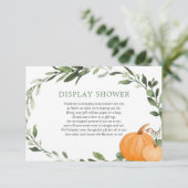 Display douche herfst pompoenen groen baby shower informatiekaartje (Staand voorkant)