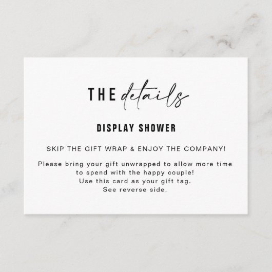 Display Douche Insert & Cadeaubijsluiter | Medium Informatiekaartje (Voorkant)