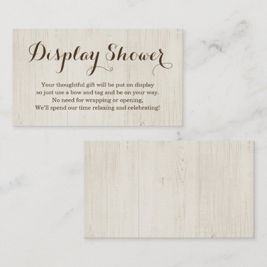 Display Douche Insert voor Uitnodiging - Rustiek Informatiekaartje (Voorkant / Achterkant)