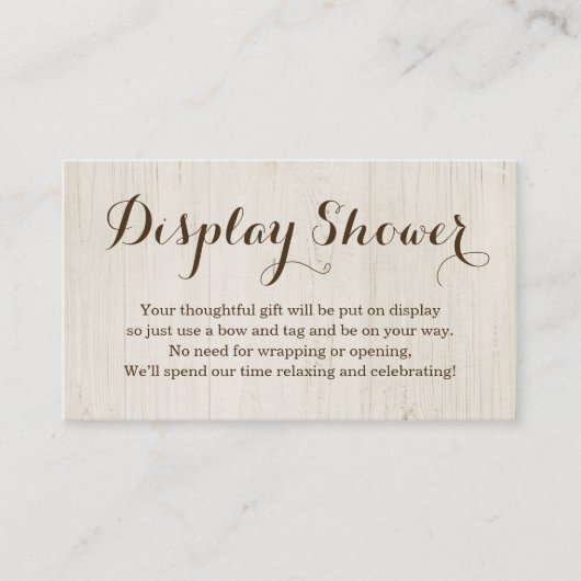 Display Douche Insert voor Uitnodiging - Rustiek Informatiekaartje (Voorkant)