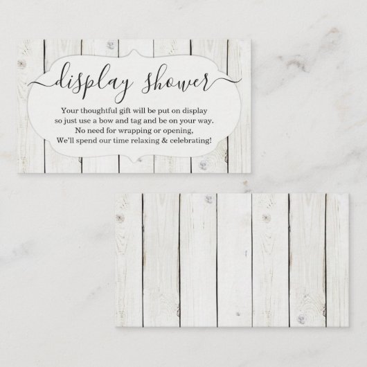 Display Douche Insert voor Uitnodiging - Rustiek Informatiekaartje (Voorkant / Achterkant)