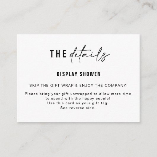 Display Douche Inzetstuk & Gift Label | Klein Informatiekaartje (Voorkant)