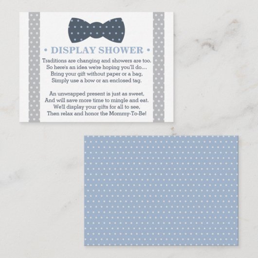 Display Douche Kaart, klein Man, Bow Stropdas Informatiekaartje (Voorkant / Achterkant)