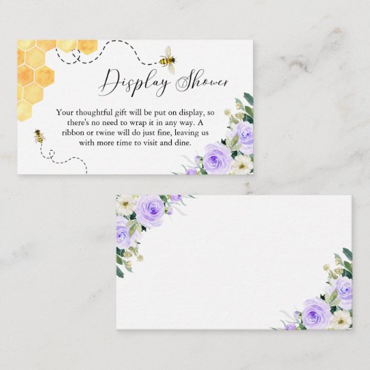 Display Douche Kaart Lavendel Honing Bee Baby show (Voorkant / Achterkant)