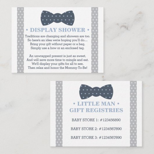 Display Douche Kaart, Registry Kaart, Little Man Informatiekaartje (Voorkant / Achterkant)