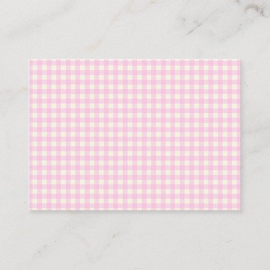 Display Douche Roze Gingham Meisje Baby shower Informatiekaartje (Achterkant)