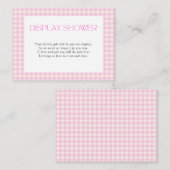 Display Douche Roze Gingham Meisje Baby shower Informatiekaartje (Voorkant / Achterkant)