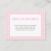 Display Douche Roze Gingham Meisje Baby shower Informatiekaartje (Voorkant)