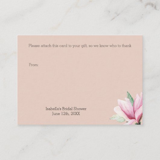 Display Douche Roze Magnolia Bloemen Informatiekaartje (Achterkant)