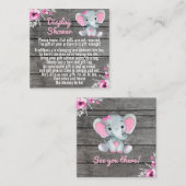 Display douche roze olifant rustieke bloemen vierkante visitekaartje (Voorkant / Achterkant)