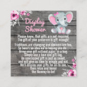 Display douche roze olifant rustieke bloemen vierkante visitekaartje (Voorkant)