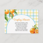 Display Douche Sinaasappels Wit Blauw Gingham Informatiekaartje (Voorkant)