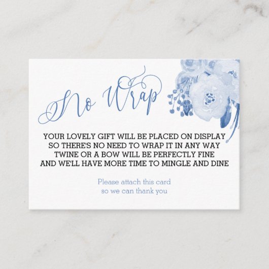 Display Douche Stoffig Blauw Bloemen Geen Wrap Informatiekaartje (Voorkant)