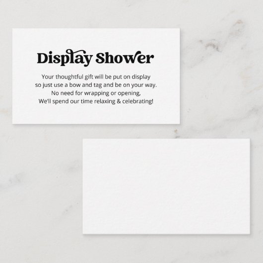 Display douche uitnodiging invoegen informatiekaartje (Voorkant / Achterkant)