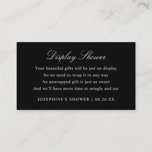 Display Shower Aangepaste Kleuren Zwart en Wit Enc Informatiekaartje (Voorkant)