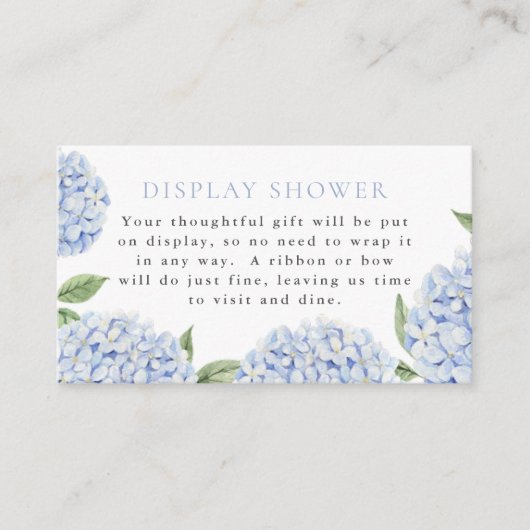 Display Shower, Blue Hydrangea Informatiekaartje (Voorkant)