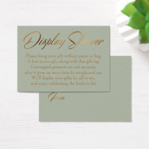 Display Shower Elegant Gold & Green Gift Label Car Visitekaartje