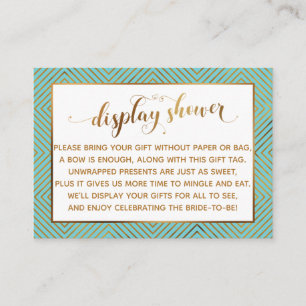Display Shower Hart Goud Schrift Label, Turquoise Informatiekaartje