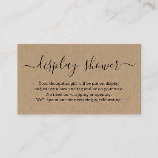 Display Shower Insert for Invitation Rustic Kraft Informatiekaartje (Voorkant)
