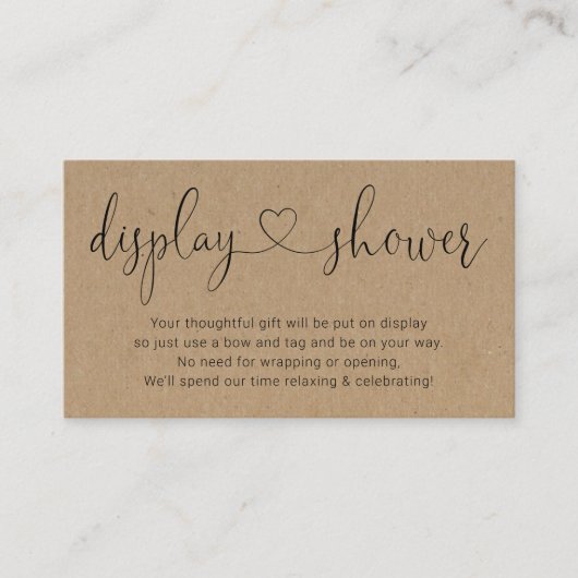 Display Shower Insert for Invitation Rustic Kraft Informatiekaartje (Voorkant)