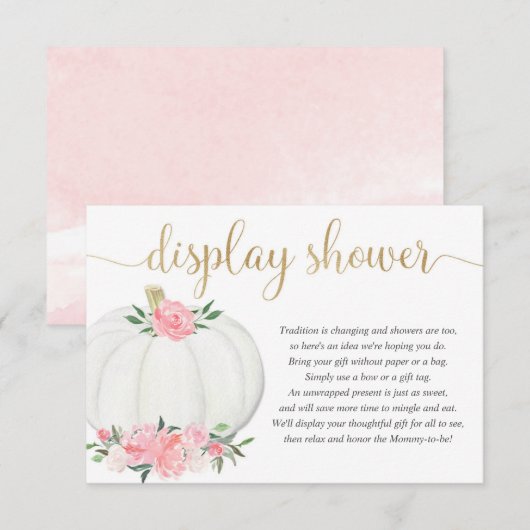 Display shower Pompoen roze gouden meisje baby sho Informatiekaartje (Voorkant / Achterkant)