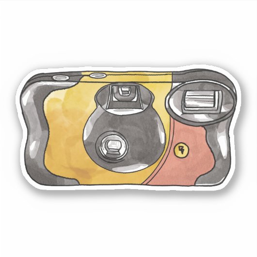 Disposable Camera Waterverf Art Sticker (Voorkant)