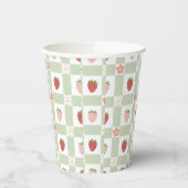 Disposable Strawberry Gingham Pastel Green Papieren Bekers (Links)