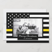 Disptacher Thin Gold Line American Flag Photo Card Feestdagenkaart (Voorkant)