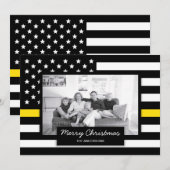 Disptacher Thin Gold Line American Flag Photo Card Feestdagenkaart (Voorkant / Achterkant)