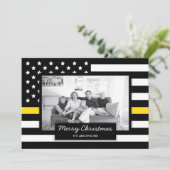 Disptacher Thin Gold Line American Flag Photo Card Feestdagenkaart (Staand voorkant)