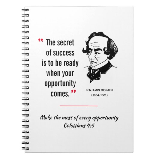 DISRAELI citeert SUCCESS OPPORTUNITY Inspirerend Notitieboek (Voorkant)