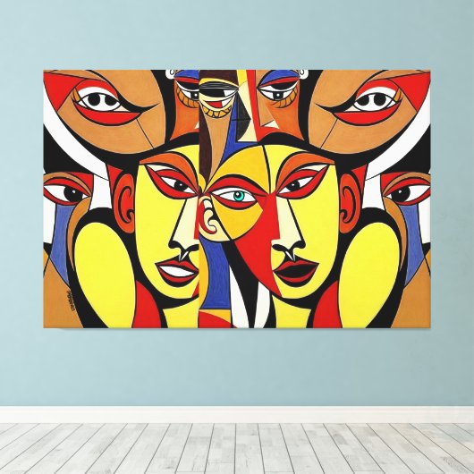 Dissentients, kubisme kunst canvas afdruk (Insitu (Houten vloer))