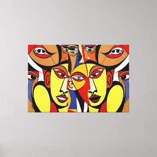 Dissentients, kubisme kunst canvas afdruk